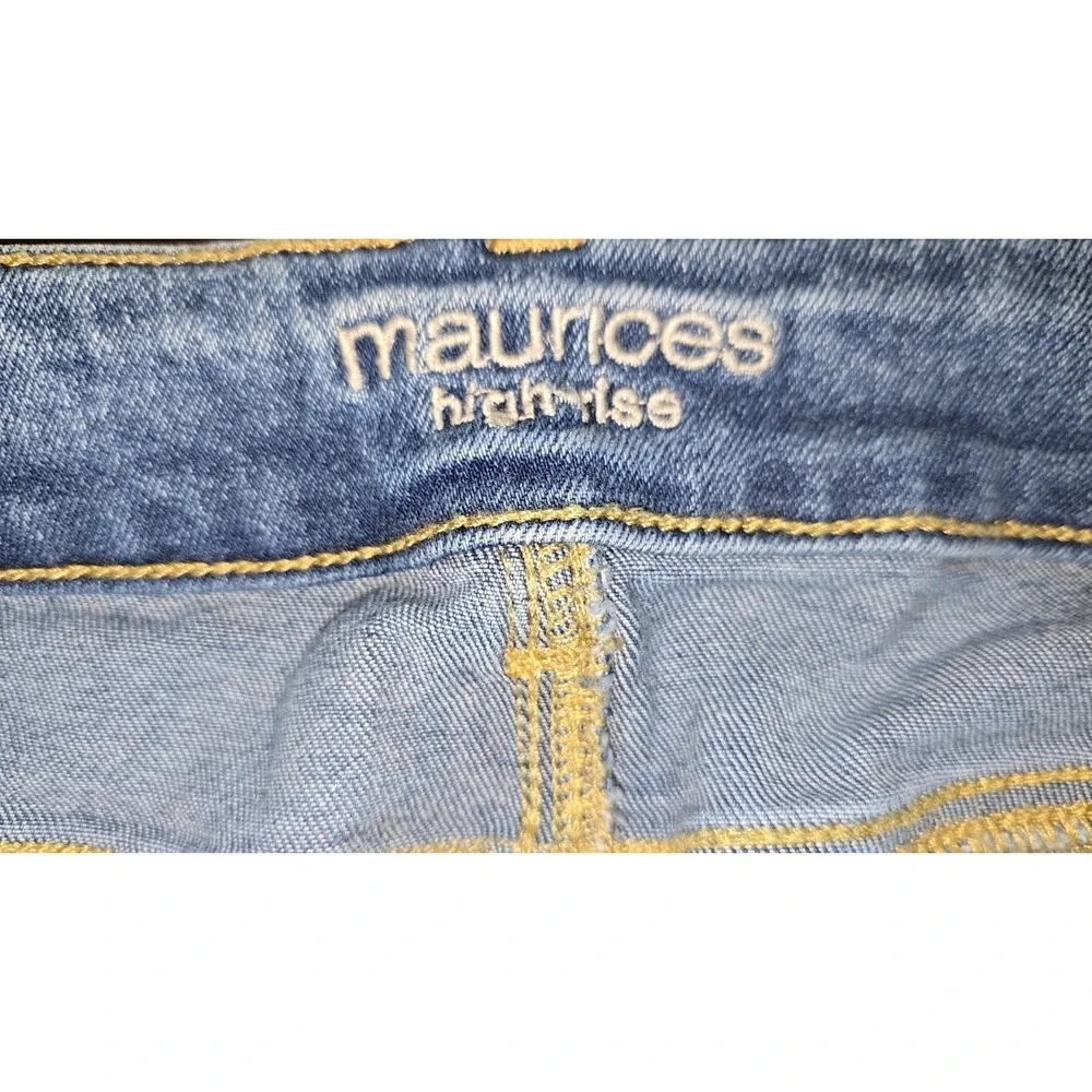 Maurices Jeans Womens L Jegging High‎ Rise Skinny Stretch Raw Hem Medium Wash